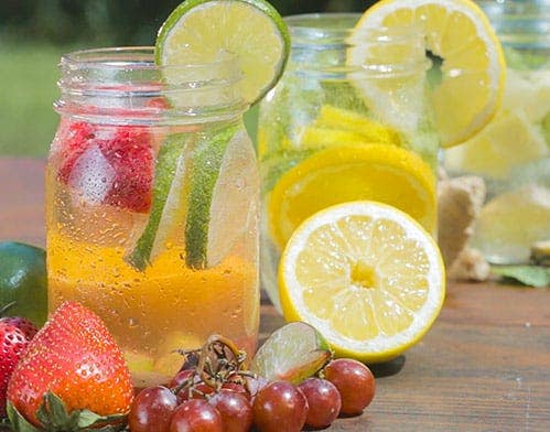 fruit infused water in glass