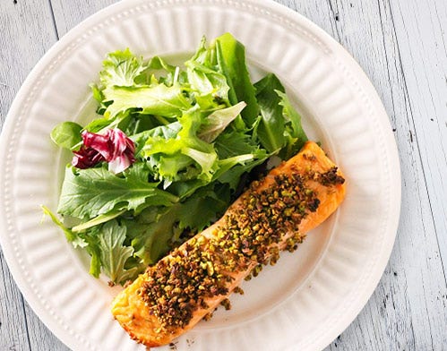 pistachio and coconut crusted salmon