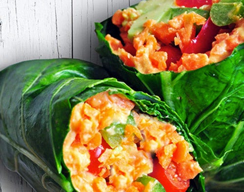 Collard Green Wraps with Sundried Tomato Hummus