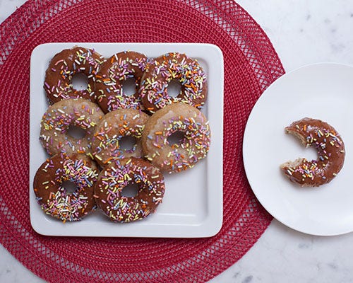 Vegan Donuts with Chocolate Protein Glaze