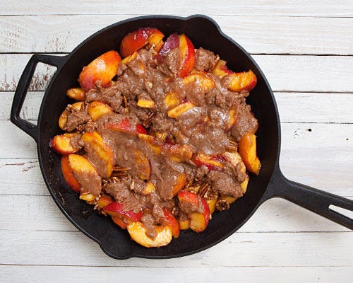 Cast iron skillet peach crisp Cast iron skillet peach crisp