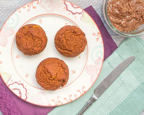 Gluten free muffins with pumpkin spread