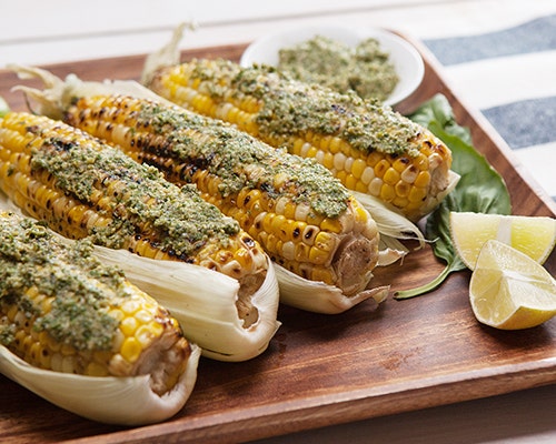 Grilled Corn with Kale Pesto Grilled Corn with Kale Pesto