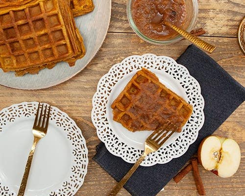 Pumpkin Spice Waffles with Apple Butter