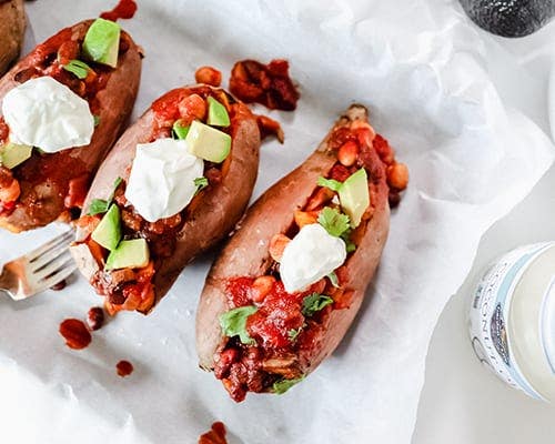 Vegan Chili Stuffed Sweet Potato