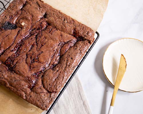 Fudgy Elderberry Swirl Brownies