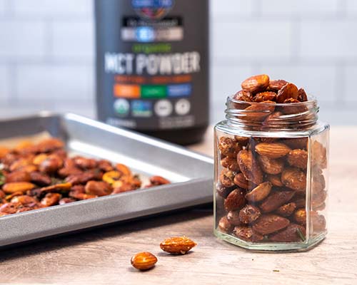 roasted almonds in a jar