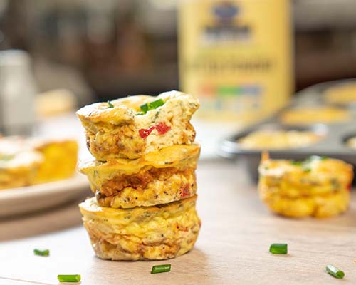 Keto Egg Muffins stacked on plate