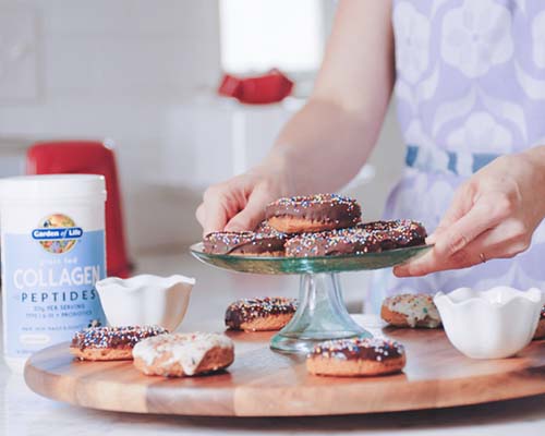 Chocolate & Vanilla Glazed Collagen Donuts