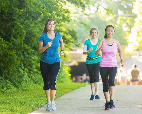 people running on a trail