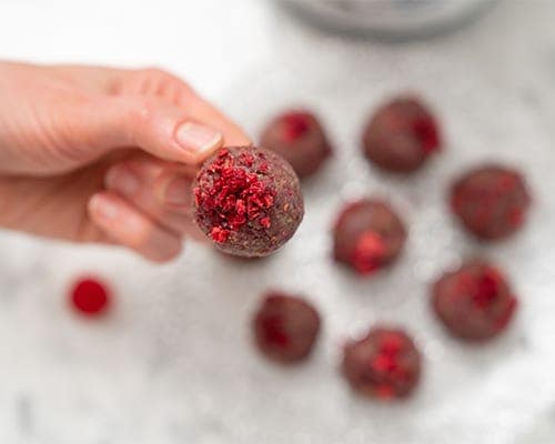 Raspberry Chocolate Protein Bites