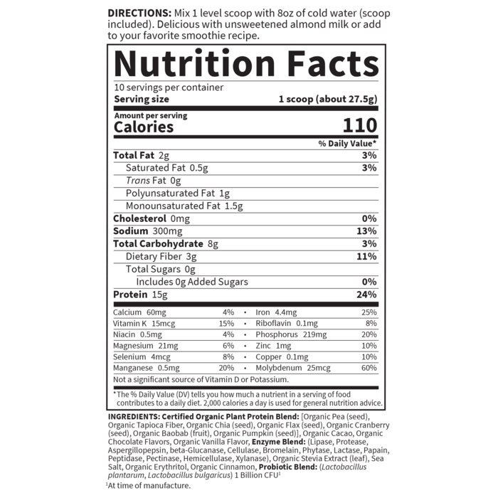 Plant Protein Powder Smooth Chocolate | Garden of Life