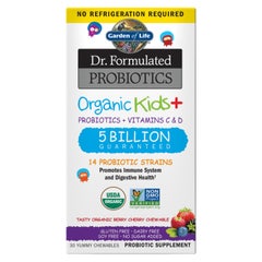Dr. Formulated Probiotics Organic Kids+ Shelf-Stable Berry Cherry 30 Chewables