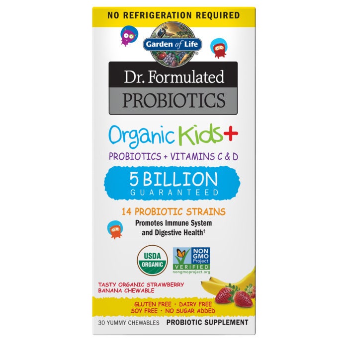 Dr. Formulated Probiotics Organic Kids+ Shelf-Stable Strawberry Banana 30 Chewables