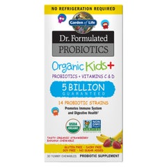 Dr. Formulated Probiotics Organic Kids+ Shelf-Stable Strawberry Banana 30 Chewables