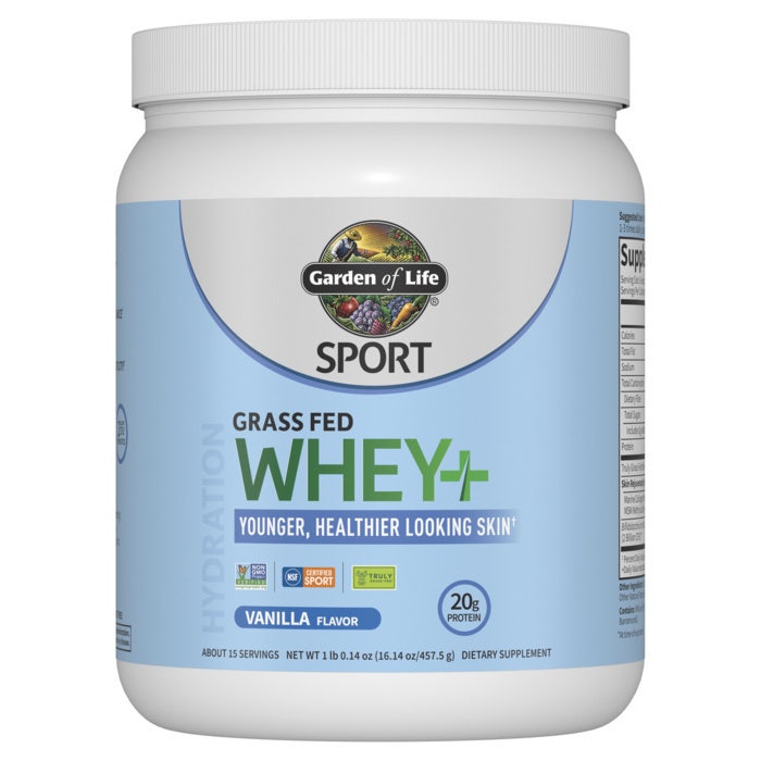 Sport Grass Fed Whey + Skin Protein Powder Vanilla Garden of Life