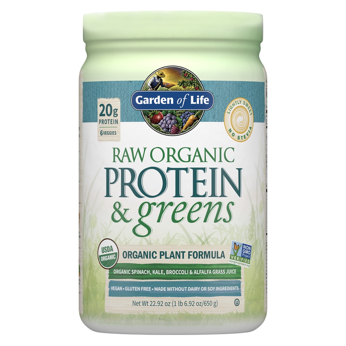 Raw Protein & greens Lightly Sweet 23oz (651g) Powder