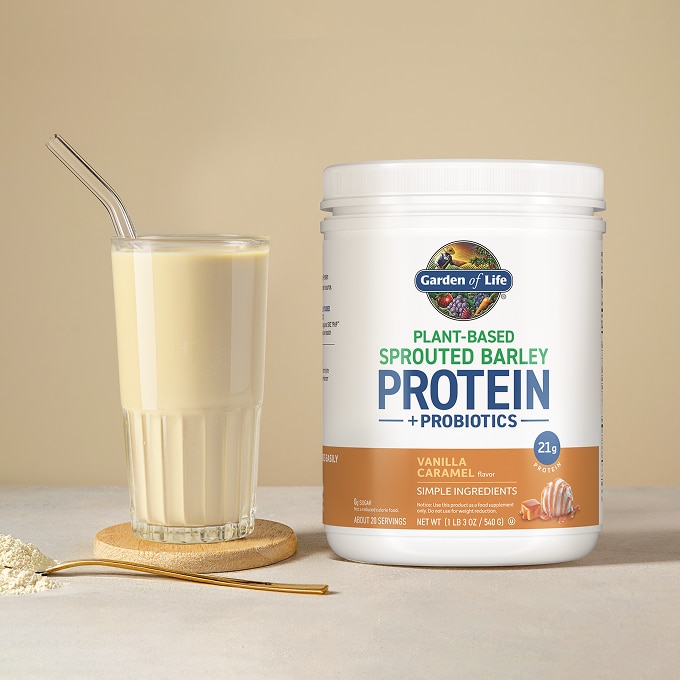 Sprouted Barley Protein + Probiotics Powder - Vanilla Caramel