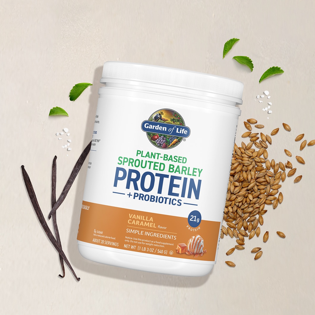 Sprouted Barley Protein + Probiotics Powder - Vanilla Caramel