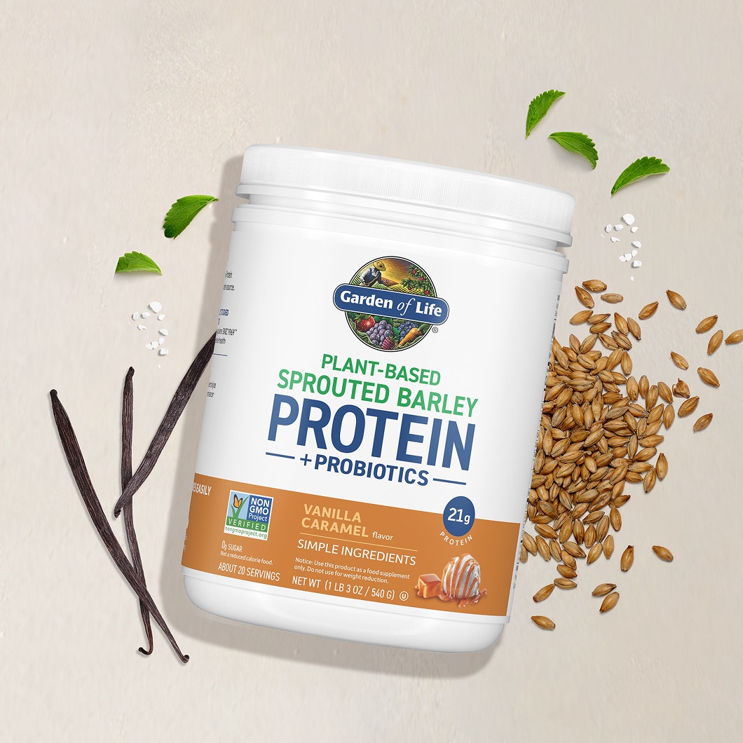 Sprouted Barley Protein + Probiotics Powder - Vanilla Caramel