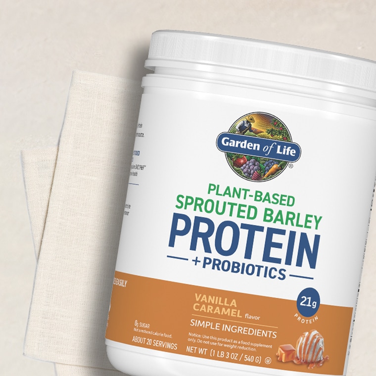 Sprouted Barley Protein + Probiotics Powder - Vanilla Caramel