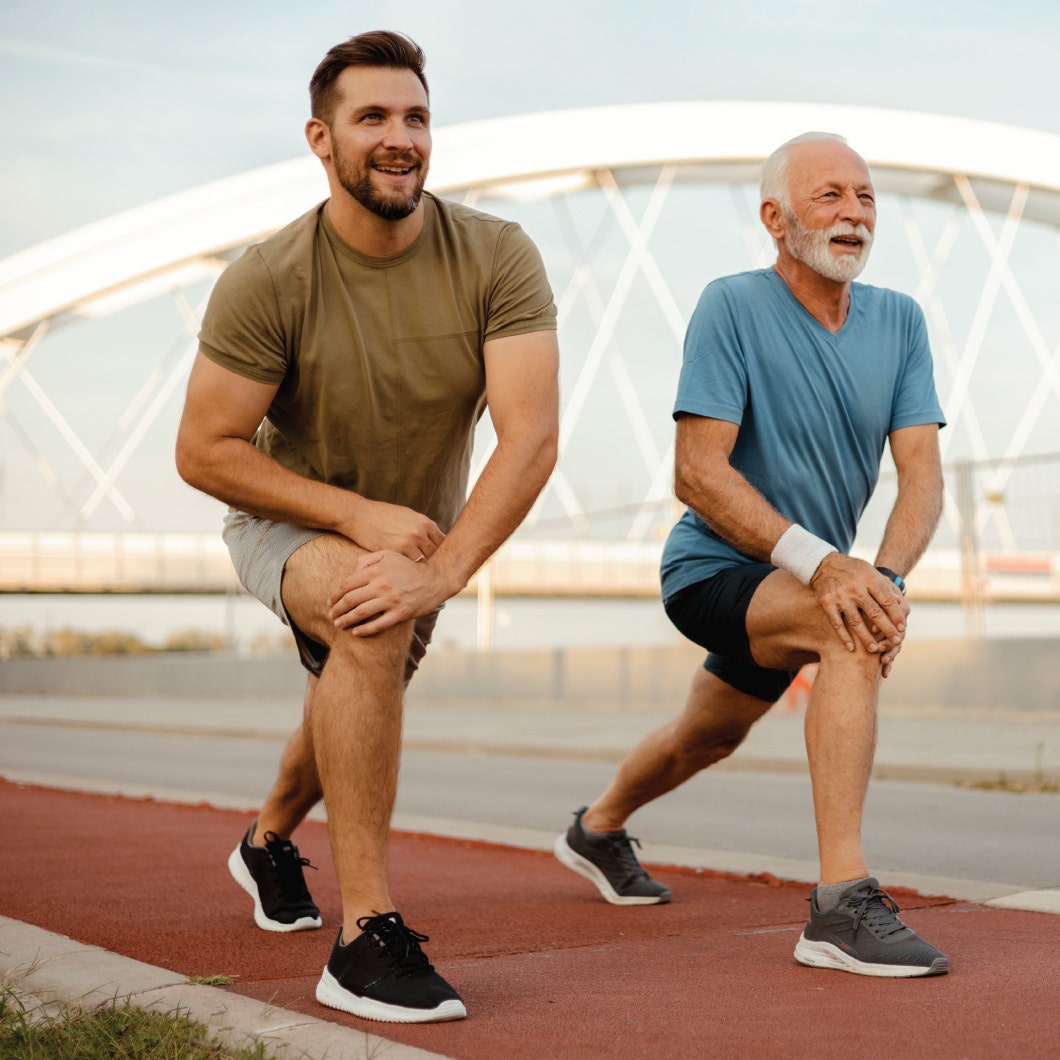 Two men doing lunges