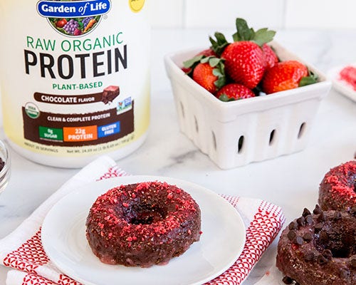 Baked Chocolate Protein Donuts with Strawberry Glaze Recipe