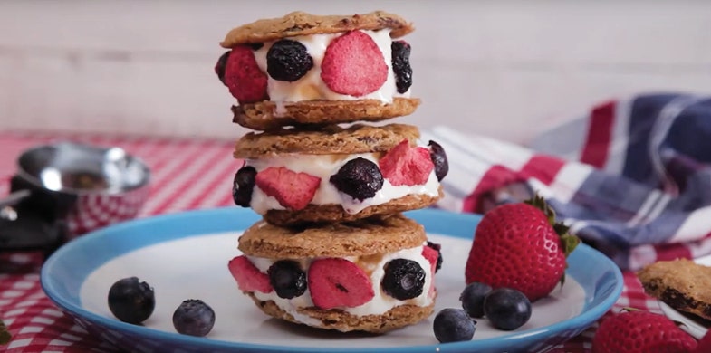 patriotic ice cream sandwich with fruit