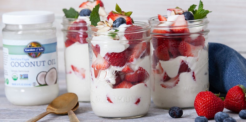 strawberry parfaits with coconut oil