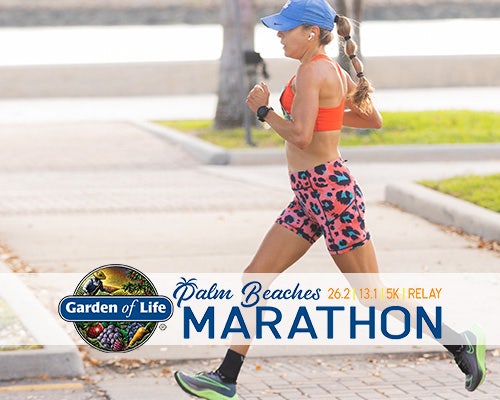 Garden of life marathon announcement with person running