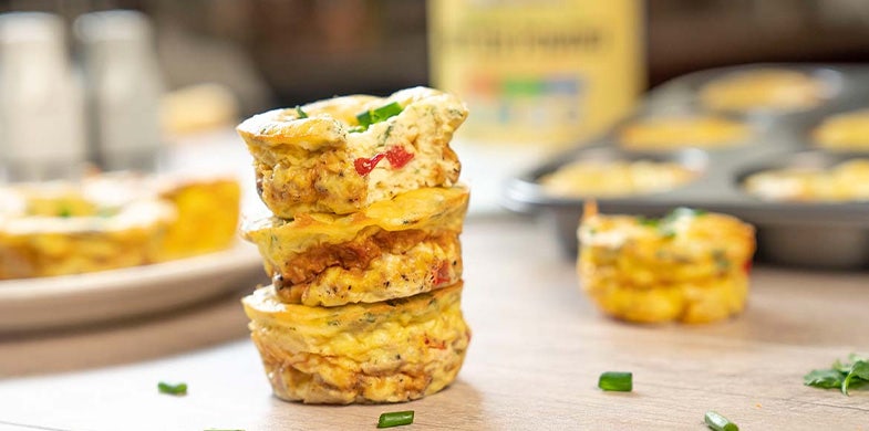 keto egg muffins stacked