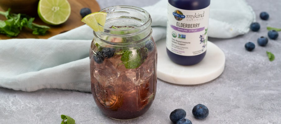 elderberry mojito mocktail