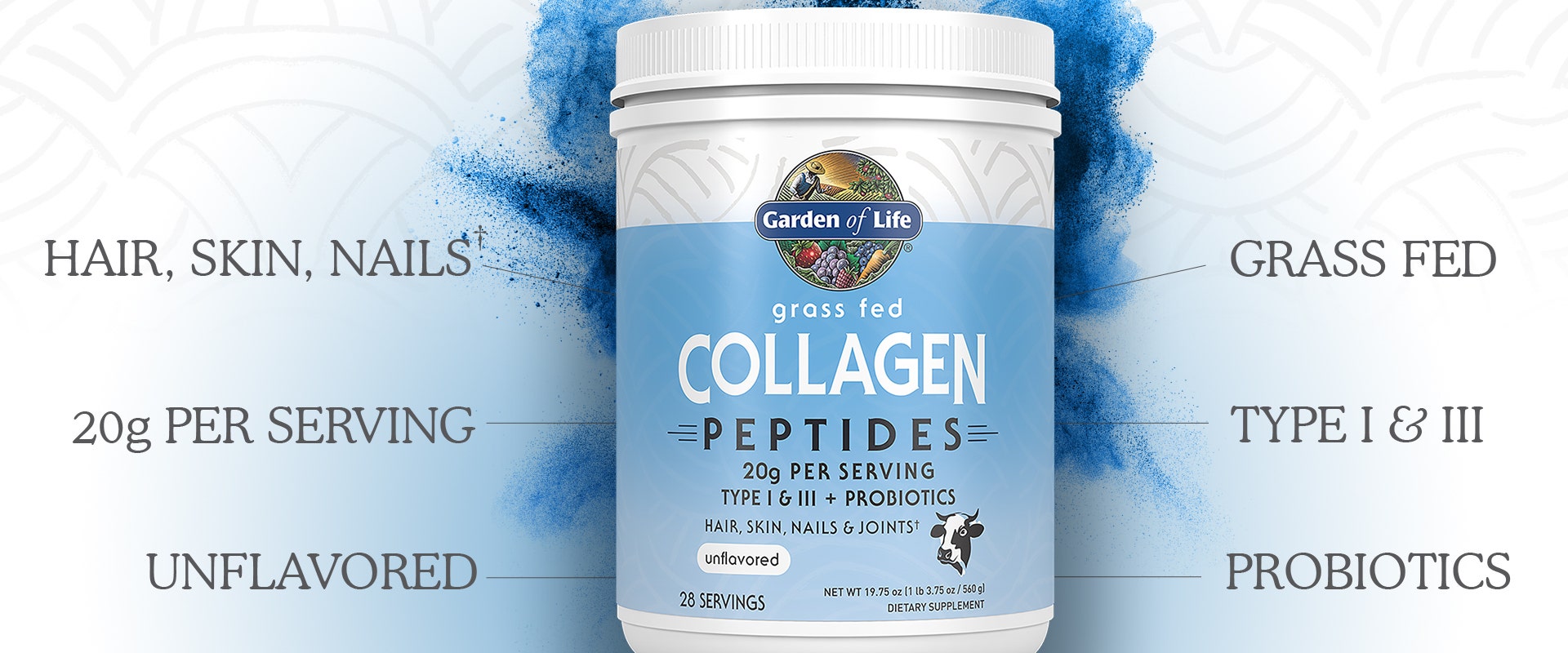 Collagen peptides grass fed powder