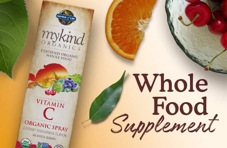 vitamin c spray cherry tangerine mykind organics by garden of life