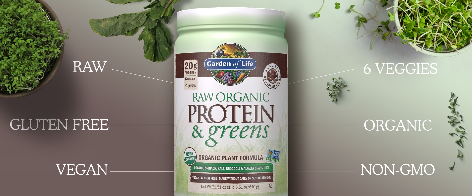 Raw Organic Protein and Greens Powder