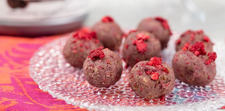 Raspberry Chocolate Protein Bites