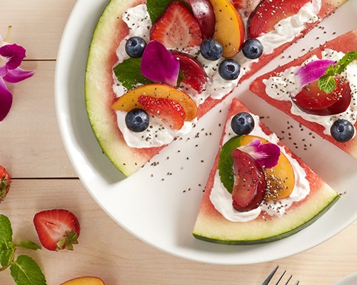 Raw watermelon pizza