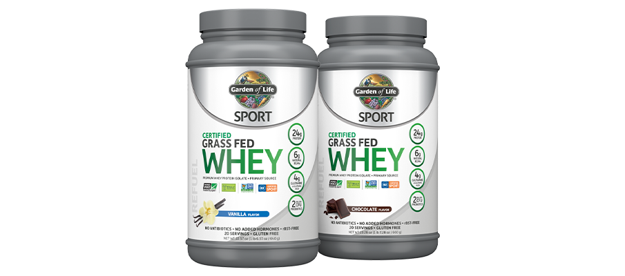 garden of life sport grass fed whey protein powders